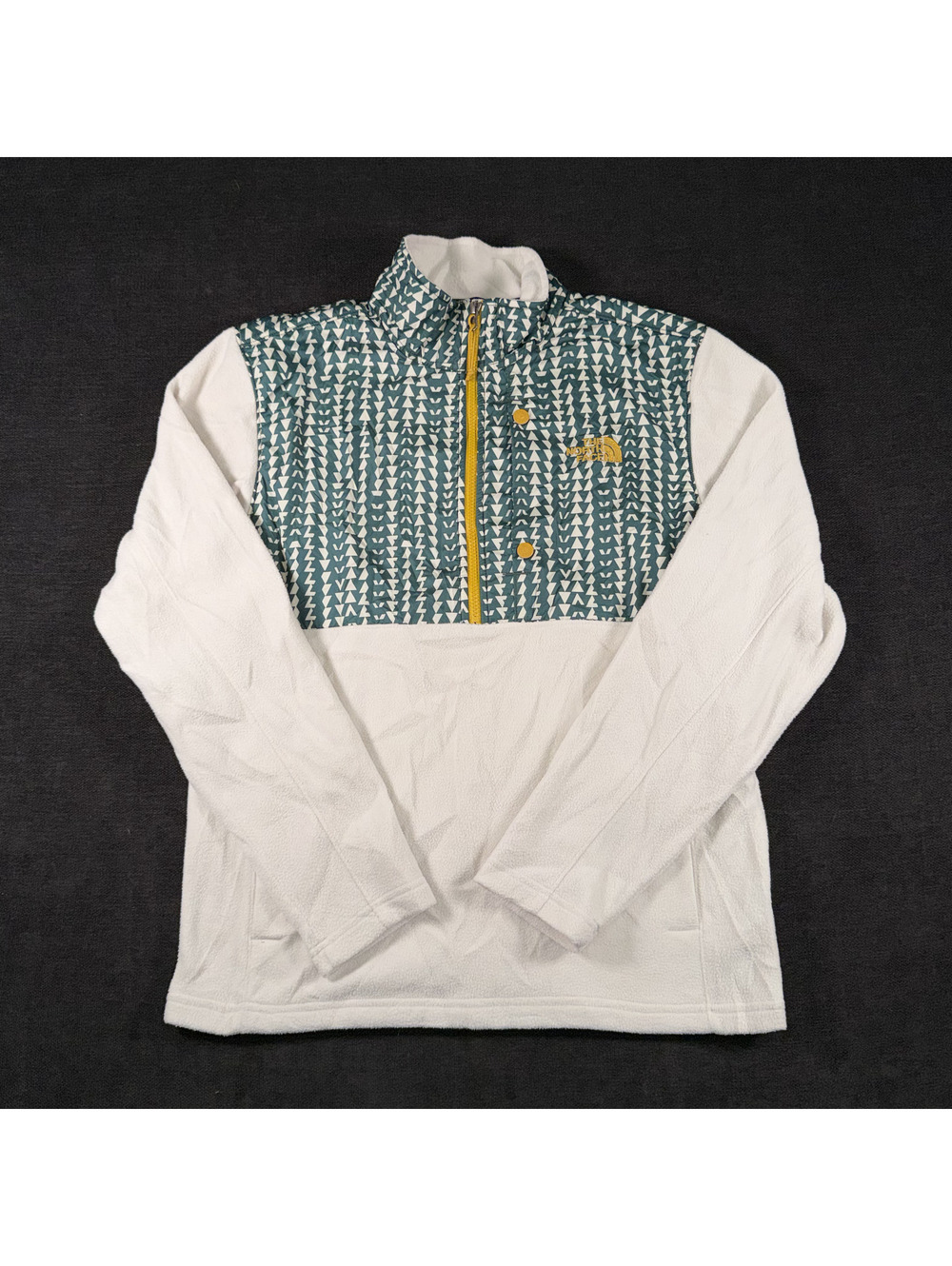 The North Face Men's Medium White and Green Fleece Pullover Jacket